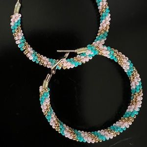 3 inch wrapped beaded earrings.
